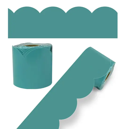 We Belong Teal Rolled Scalloped Bulletin Board Borders, 65 Feet Per Roll, Pack of 3 {5}