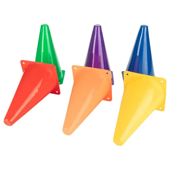 High Visibility Plastic Cone Set, Assorted Fluorescent Colors, 6 Per Set, 2 Sets {5}