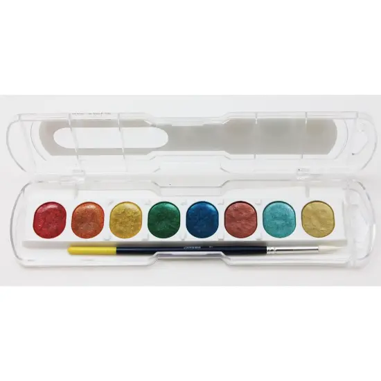 Washable Watercolors Set, 8 Assorted Metallic Colors w/Brush, Pack of 6 {2}