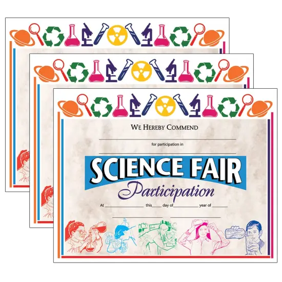 Science Fair Participation Award, 8.5" x 11", 30 Per Pack, 3 Packs {1}