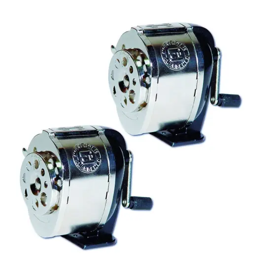 Mountable Heavy Duty Steel Pencil Sharpener, Multi Size Pencil Holes (8 Sizes), Silver, Pack of 2 {1}