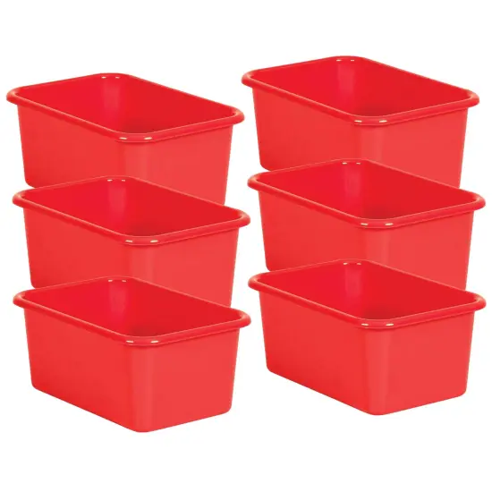 Red Small Plastic Storage Bin, Pack of 6 {1}
