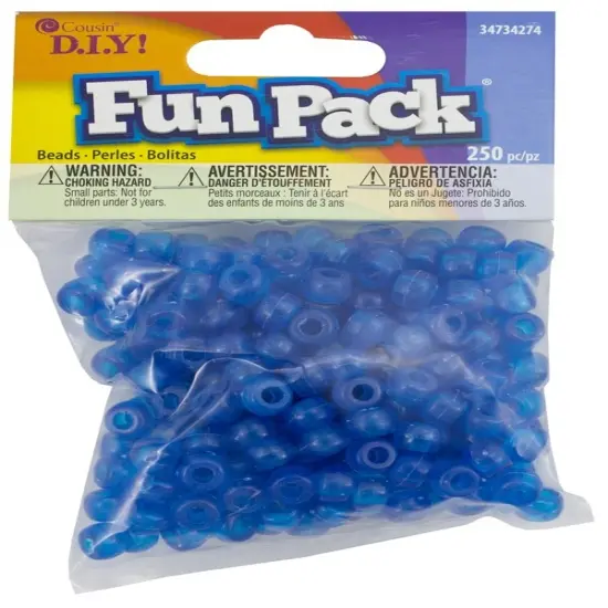 CousinDIY Fun Pack Acrylic Pony Beads 250/Pkg-Clear Blue {1}