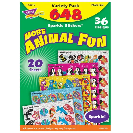 Animal Fun Sparkle Stickers&reg; Variety Pack, 648 Per Pack, 2 Packs {2}