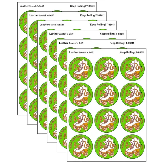 Keep Rolling!/Leather Scented Stickers, 24 Per Pack, 6 Packs {1}