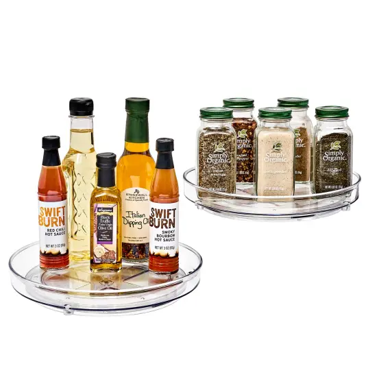 Sorbus Clear Lazy Susan Organizer 2-Pack - Versatile Kitchen and Cabinet Organizer, Lazy Susan for Pantry, Fridge, and Bathroom Storage (Flat) {1}