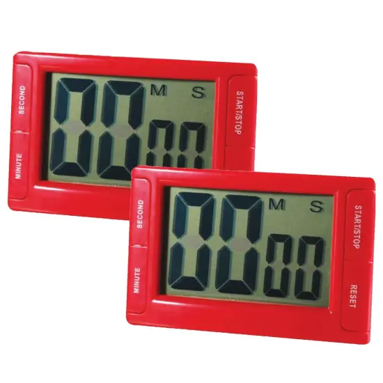 Big Red Digital Timer 3.75" x 2.5" with Magnetic Backing and Stand, Pack of 2 {1}