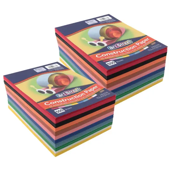 Lightweight Construction Paper, 10 Assorted Colors, 6" x 9", 500 Sheets Per Pack, 2 Packs {1}