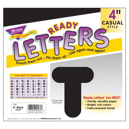 Black 4" Casual Uppercase Ready Letters&reg;, 6 Packs {2}