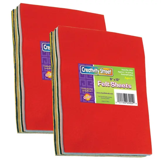 Felt Sheets, 7 Assorted Colors, 9" x 12", 1 lb. Per Pack, 2 Packs {1}