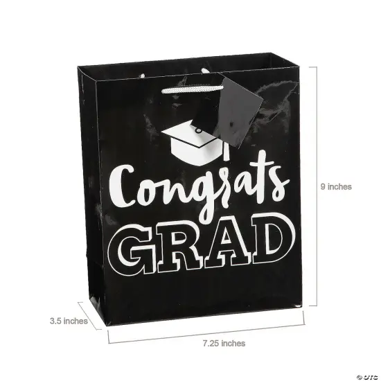 7 1/4" x 9" Medium Congrats Grad Gift Bags with Tag | RAHEEV&reg; {1}