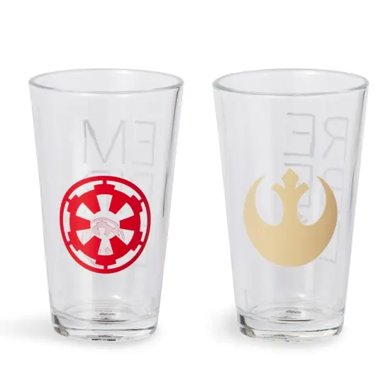 Star Wars 16oz Pint Glasses - Rebel & Empire Symbols - 2 Set {1}
