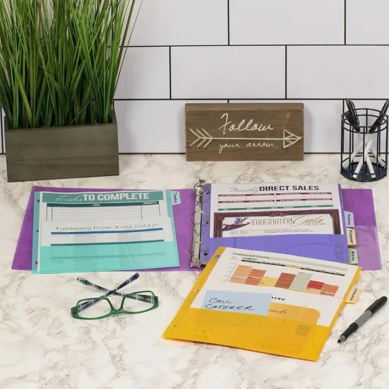 5-Tab Index Dividers with Multi-Pockets, Bright Color Assortment, 8-1/2 x 11, 3 Sets {4}