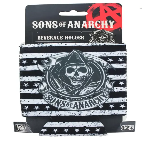Sons of Anarchy Black and White Stripe Reaper Foam Can Huggie {1}