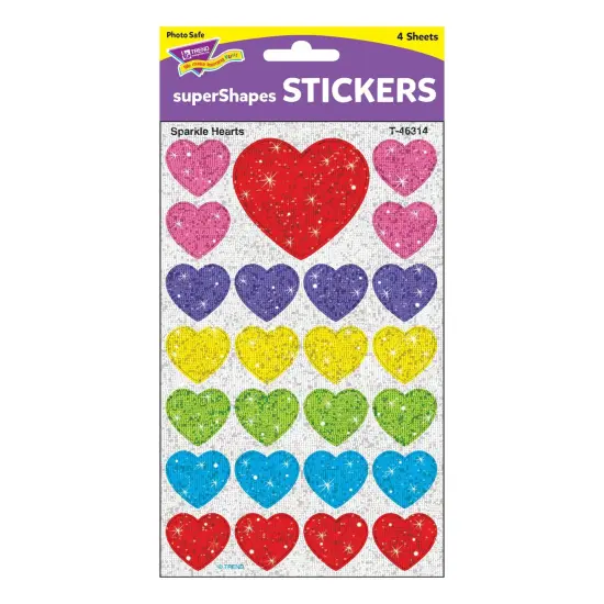Sparkle Hearts superShapes Stickers-Sparkle, 100 Per Pack, 6 Packs {4}