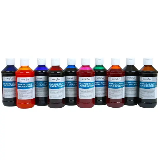 Washable Liquid Watercolors, 8oz, 10-Color Basic Kit {1}