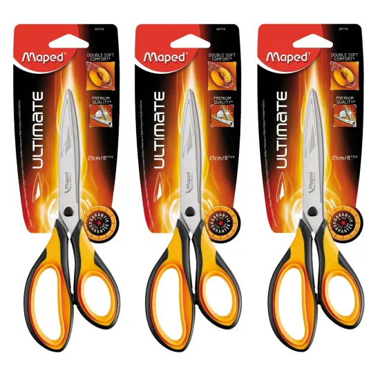 8" Ultimate Scissors With Double Soft Rings, Pack of 3 {1}