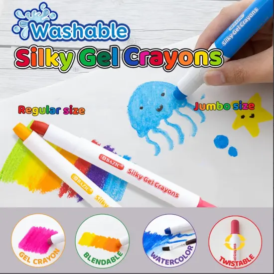 Washable Jumbo Silky Gel Crayons, 12 Per Pack, 3 Packs {5}