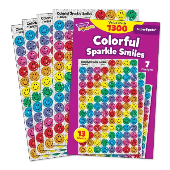 Colorful Sparkle Smiles superSpots&reg; Value Pack, 1300 Per Pack, 3 Packs {3}