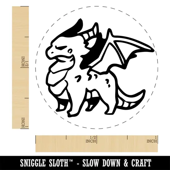 Grumpy Little Winged Dragon Self-Inking Rubber Stamp Ink Stamper for Stamping Crafting Planners Green {1}