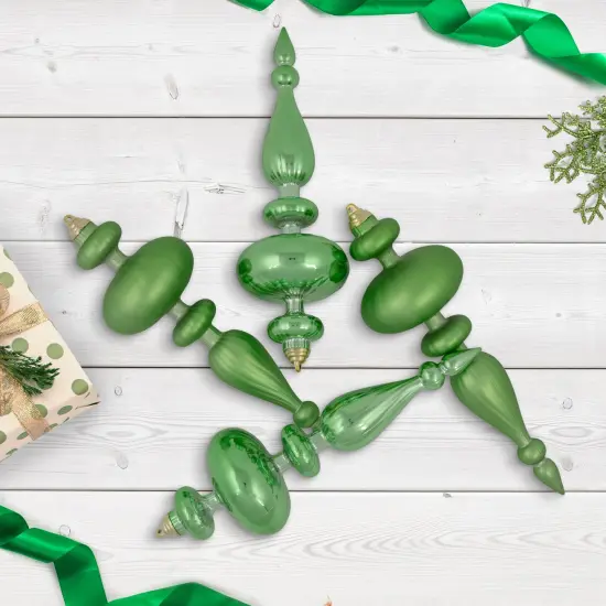 Northlight Commercial Size 2-Finish Christmas Finial Shatterproof Ornaments - Green -12" - 4ct {1}