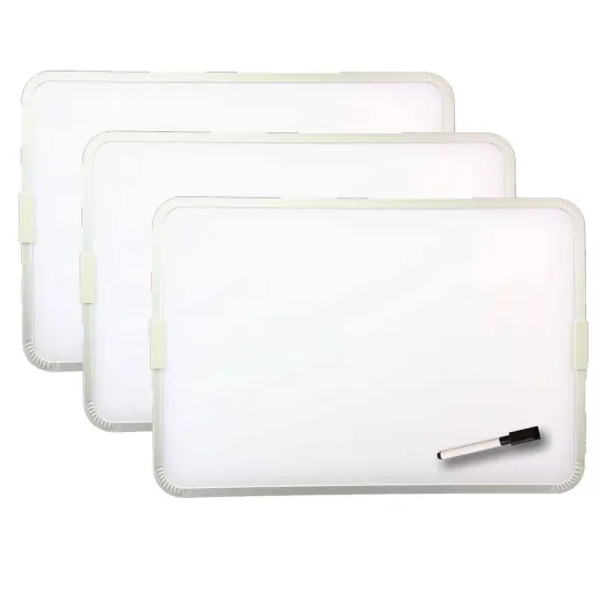 Two-Sided Aluminum Framed, Magnetic Dry Erase Board w/Pen, 9" x 12", Pack of 3 {1}