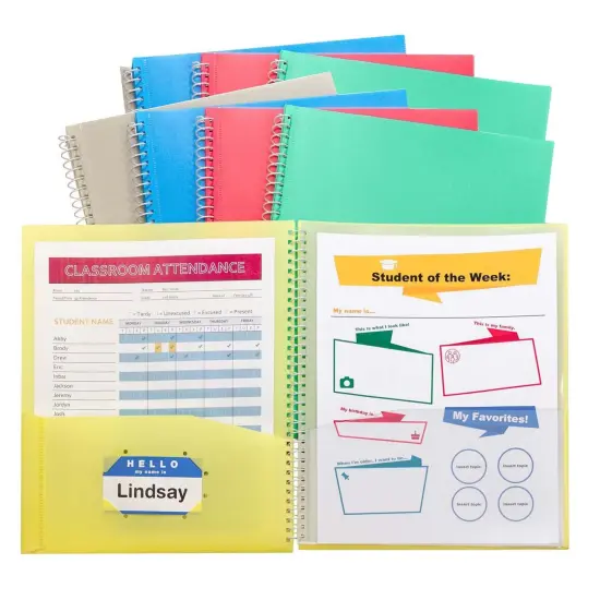 8-Pocket Spiral-Bound Poly Portfolio, Pack of 6 {1}