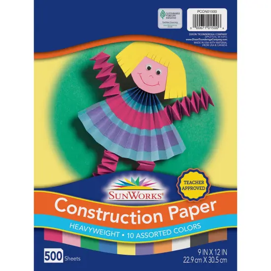 Construction Paper, 10 Assorted Colors, 9" x 12", 500 Sheets {2}