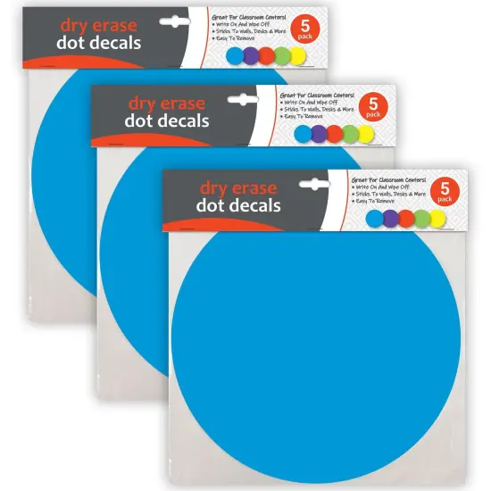 Dry Erase Dot Decals, Assorted, 11", 5 Per Pack, 3 Packs {1}
