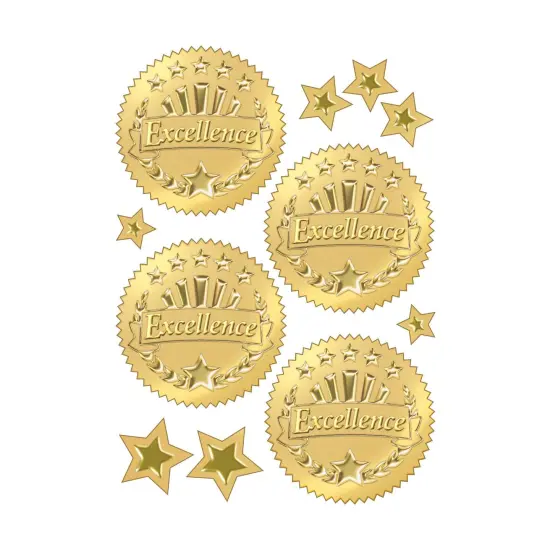 Excellence (Gold) Award Seals Stickers, 32 Per Pack, 6 Packs {2}