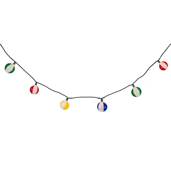 Northlight Beach Ball Patio Light Set - 6' Green Wire - 10ct Multi {5}