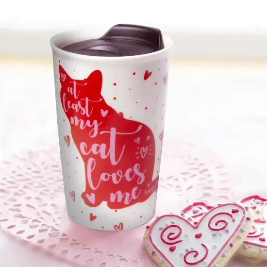 Cat Coffee Mug | 9-Ounce Ceramic Coffee Cup | Cute Hearts & Kitty Mug Gift {7}