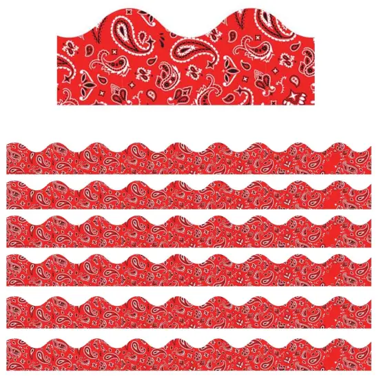 Red Bandana Extra Wide Deco Trim, 37 Feet Per Pack, 6 Packs {1}