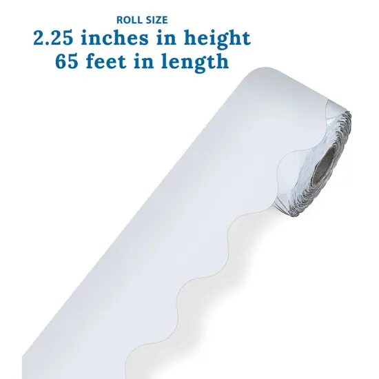 White Rolled Scalloped Border, 65 Feet Per Roll, Pack of 3 {2}