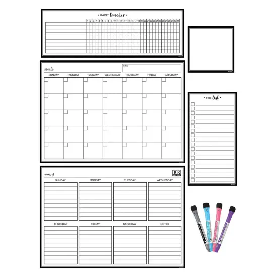 Black & White Dry-Erase Magnetic Calendar Set {1}