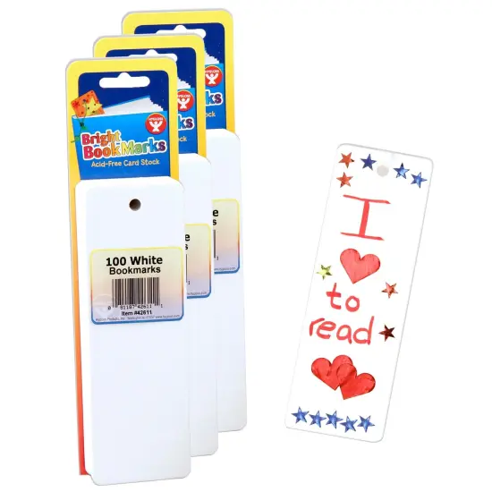 Mighty Bright&trade; Bookmarks, 100 Ultra White Per Pack, 3 Packs {1}