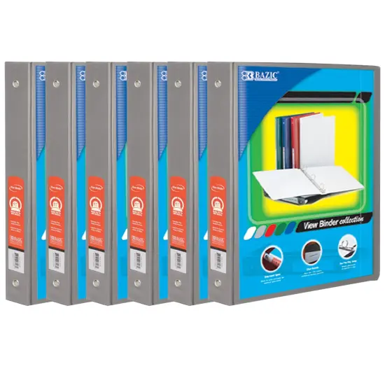 3-Ring View Binder with 2 Pockets, 1.5", Gray, Pack of 6 {1}