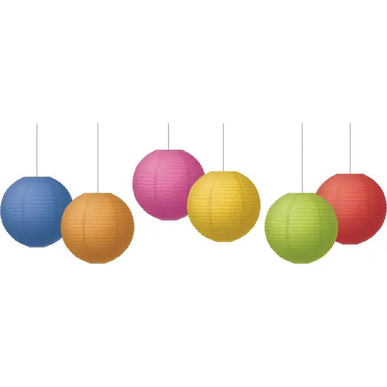 Colorful 8" Hanging Paper Lanterns, 6 Per Pack, 3 Packs {2}