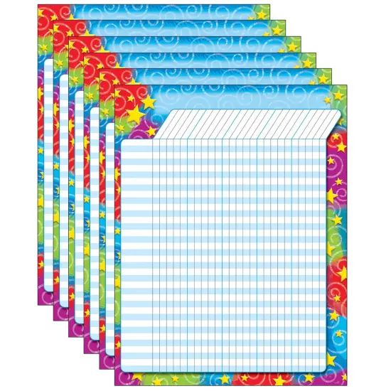 Stars 'n Swirls Incentive Chart, 17" x 22", Pack of 6 {1}