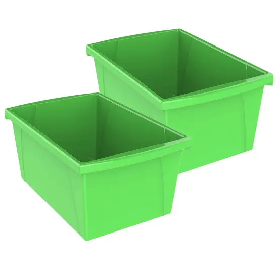 Medium Classroom Storage Bin, Green, Pack of 2 {1}
