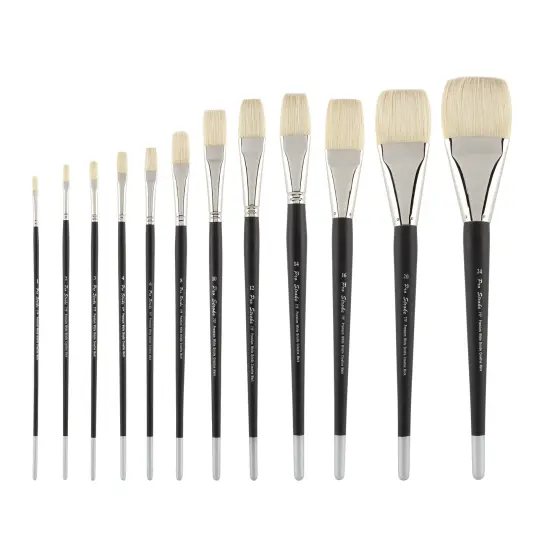 Creative Mark Pro Stroke Premium White Chungking Hog Bristle Artist Paint Brush - Flat - Natural Bristle Brush w/ Great Control Suitable for Oils, Watercolors, Acrylics, Alkyds, Caseins {4}