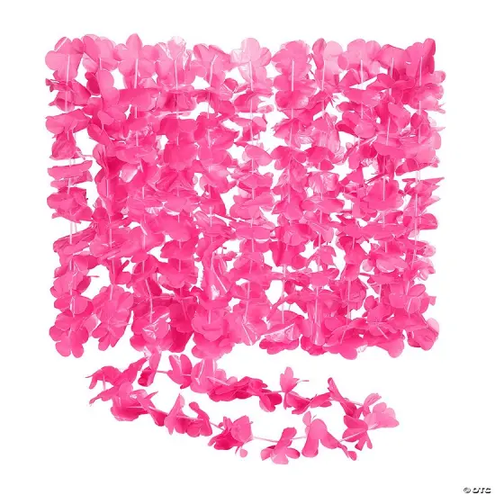 Flower Plastic Leis - 12 Pc. Red {4}