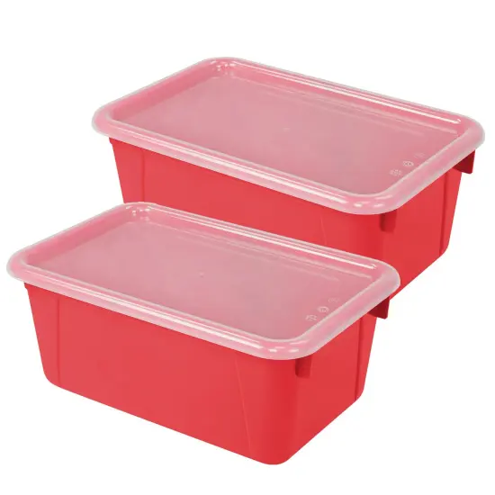 Small Cubby Bin, with Cover, Classroom Red, Pack of 2 {1}