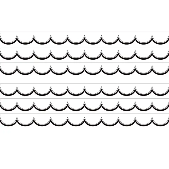 White with Black Scalloped Die-Cut Border Trim, 35 Feet Per Pack, 6 Packs {1}