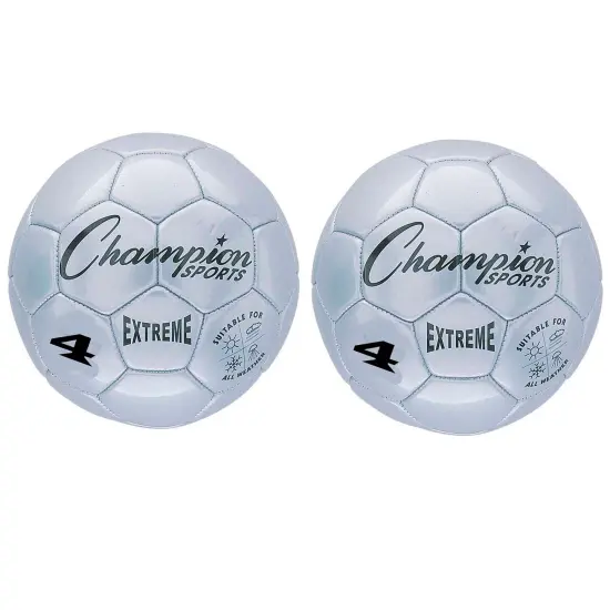Extreme Soccer Ball, Size 4, Silver, Pack of 2 {1}