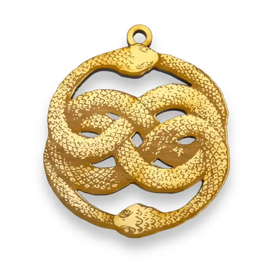Ornament - Ouroboros - Raw Wood 4x3in {1}