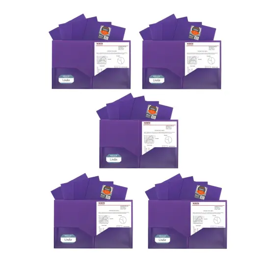 Two-Pocket Heavyweight Poly Portfolio Folder, Purple, Pack of 25 {1}