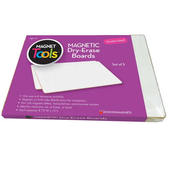 Magnetic Dry Erase Boards, Double-Sided Blank/Blank, Set of 5 {1}