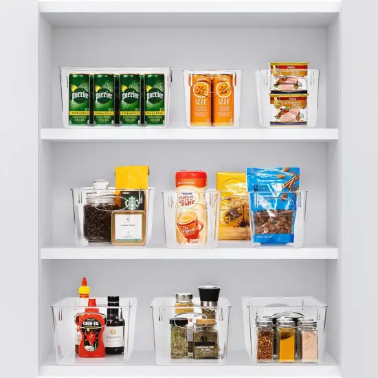 Sorbus Large Plastic Storage Bins - for Kitchen Organization, Pantry Organizers and Storage, Fridge Organizer - Clear Storage Bins (8 pack) {5}