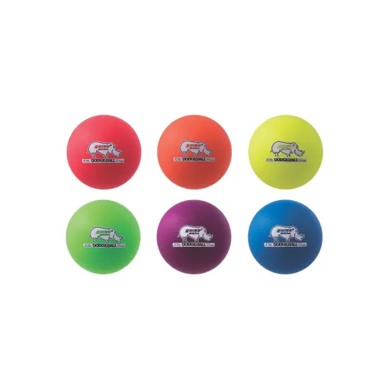 Rhino Skin&reg; 6-Inch Low Bounce Dodgeball Set, Assorted Neon Colors, Set of 6 {5}